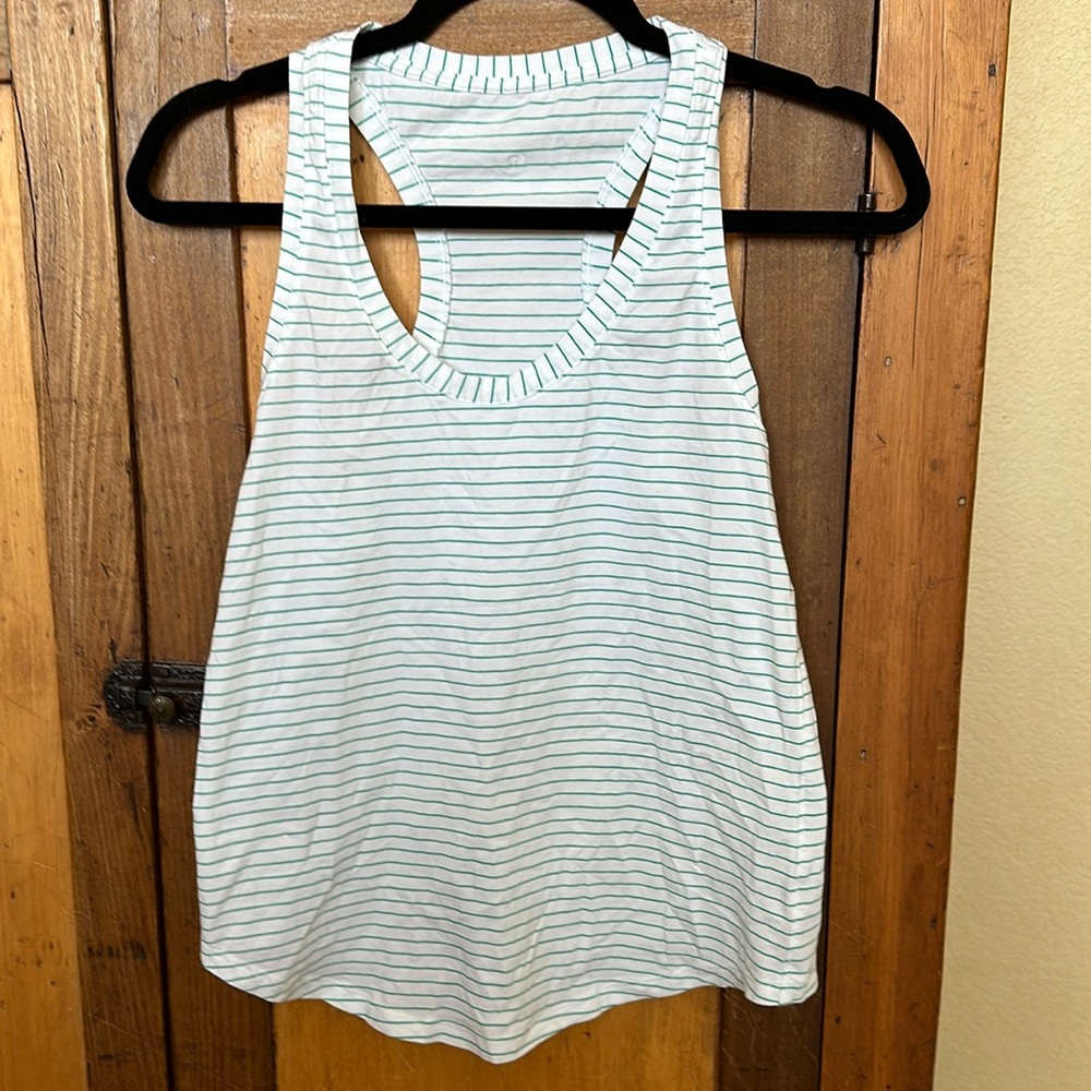 Lululemon white/green stripe Racerback tank